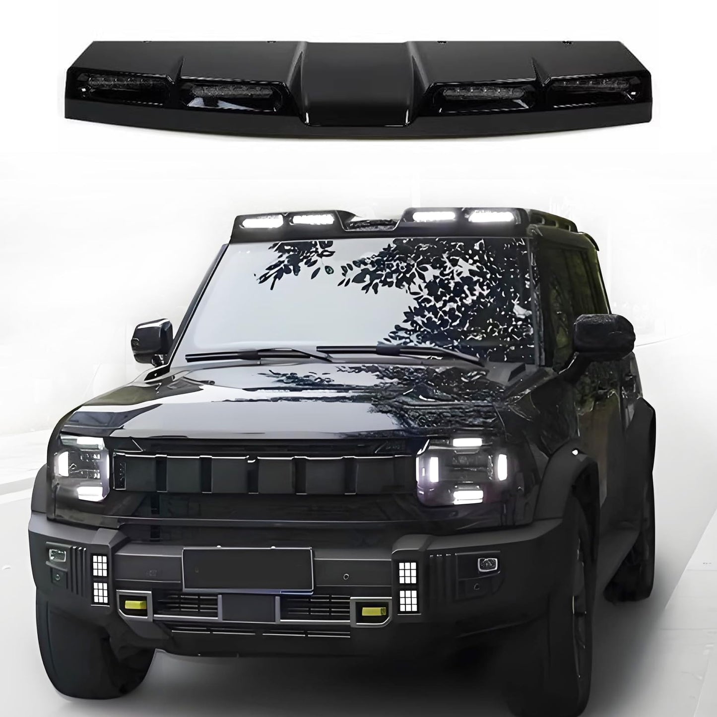 roof Top Light Lamp Bar with LED DRL Super Bright 4 Lens Pod Lights Fits for Jetour Traveller 2 T2 2024 2025