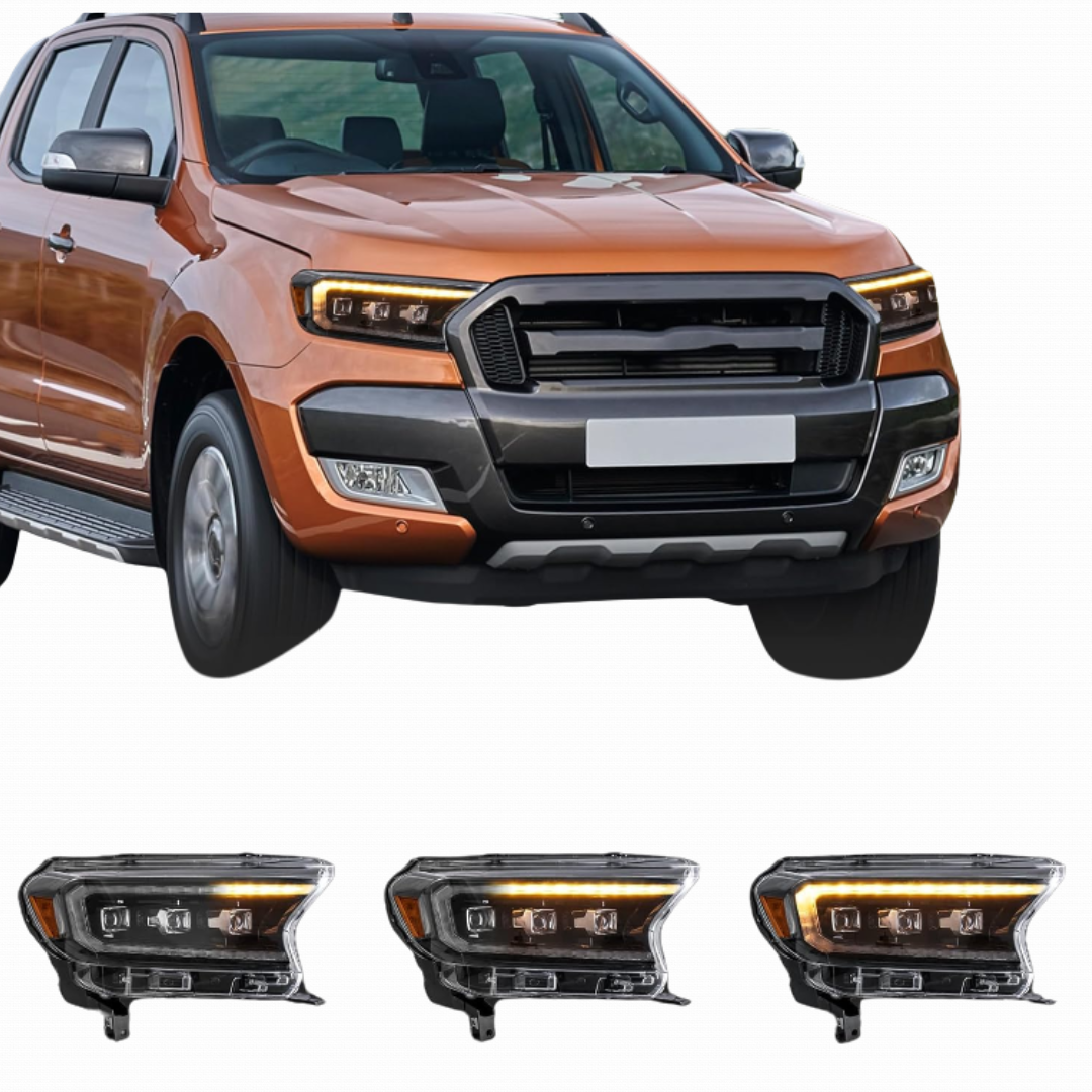VLAND Amber Headlights – Compatible with Ranger T6 T7 T8 XL XLT Wildtrak (2015-2021) | Pair (Yellow)