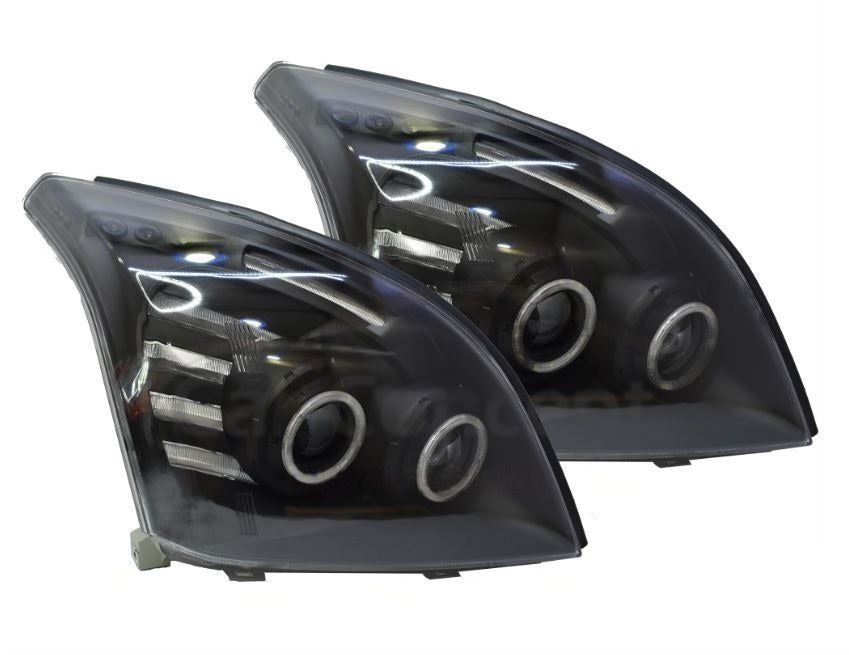 Black Background Headlights for Toyota Prado FJ120 (2003-2009) | LED Halo Projector