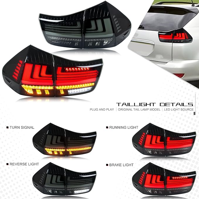 Tail Lights Assembly For Lexus 2003-2008 Red Rear Lamps With DRL Animation & Sequential Indicator ( smock)
