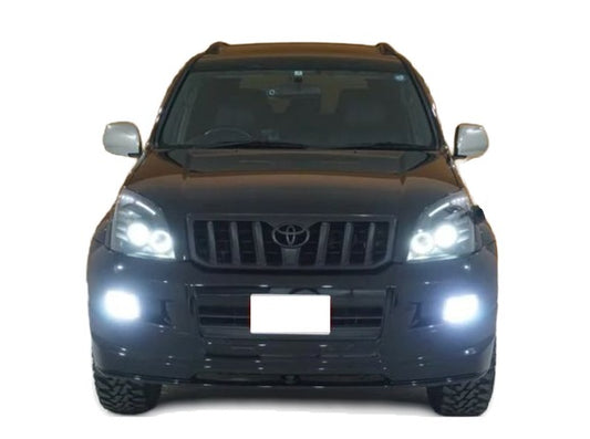Black Background Headlights for Toyota Prado FJ120 (2003-2009) | LED Halo Projector