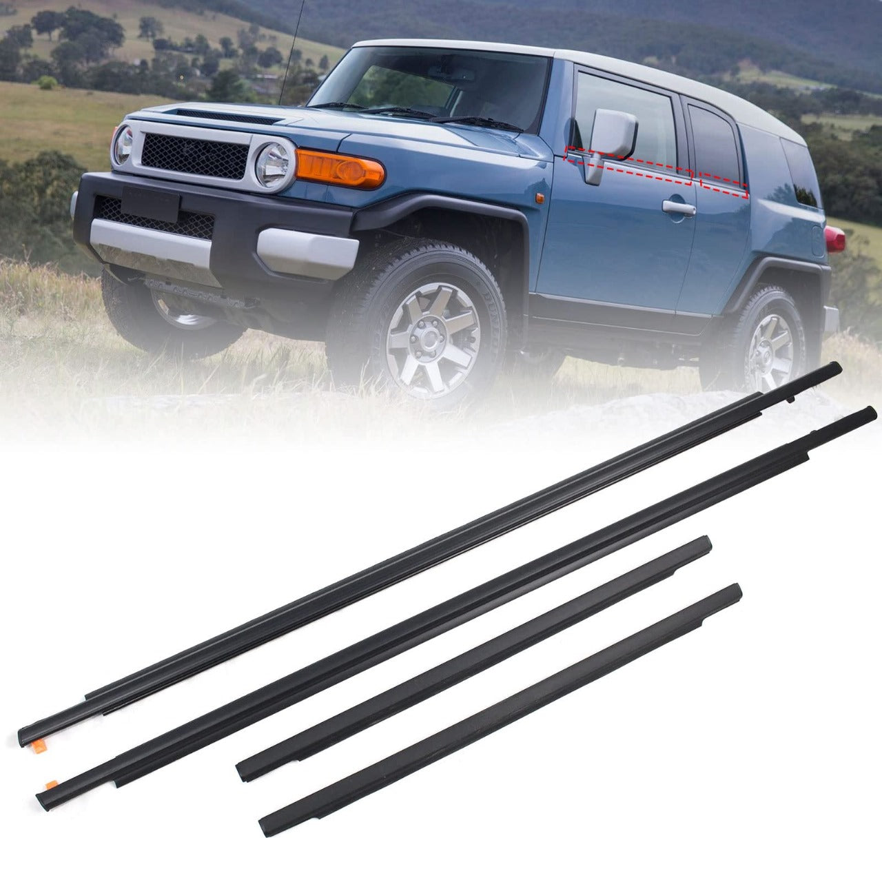 4X Door Window Moulding Trim Seal Belt Fit Toyota FJ Cruiser Weatherstrip