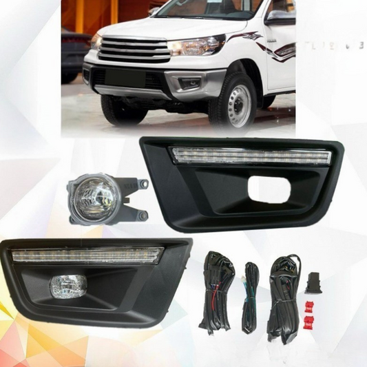 LED DRL Daytime Running Light & Fog Lamp Bezel for Toyota Hilux Revo GLX 4x4 (2020-2022)